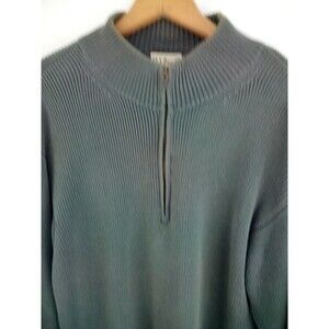 LL Bean Mens Grey Waterfowl Sweater Sz Med 100% Cotton 1/4 Zip Classic Australia